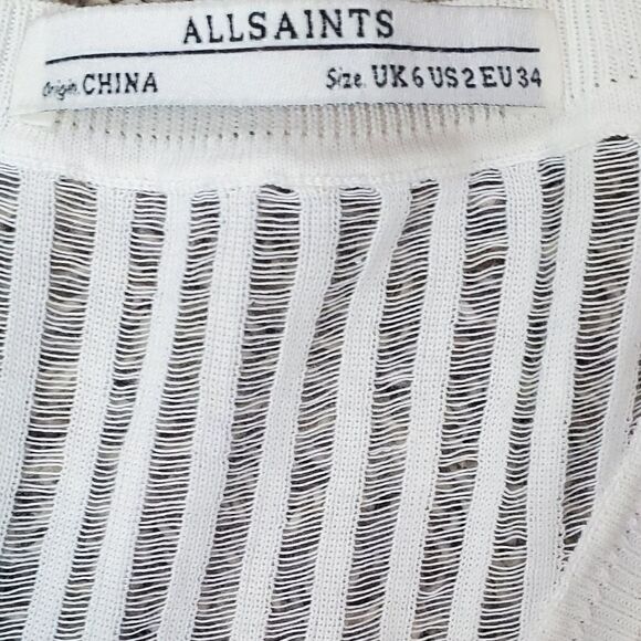 All Saints White Semi Sheer Striped Tank Top - Picture 7 of 7